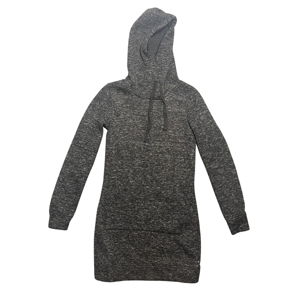 Fabletics Women's Gray Heathered Hooded Sweatshirt‎ Dress XS Pullover Mini